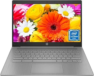 HP 14" HD Chromebook Laptop for Students, Intel Quad-Core N4120(> N4020), 4GB RAM, 64GB eMMC, WiFi, Webcam, HDMI, USB-A&C, 14 Hours Battery life, ZOOM, Chrome OS, CUE Accessories