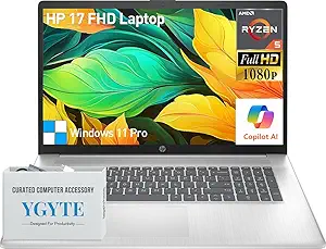 HP 17 Inch Laptop Computer, 17.3 IPS FHD Business Laptop PC, AMD Ryzen 5 6-Core, 32GB RAM 1TB SSD, Windows 11 Pro, 10-Key Number Pad