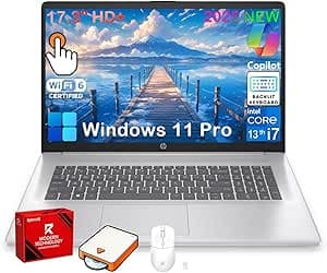 HP 17 inch Touchscreen Laptop Computer, 32GB RAM, 1TB SSD, 17.3" HD+ Touch, Intel 10 Core i7 1355U, Backlit Keyboard, Copilot AI, Wi-Fi 6, Windows 11 Pro, Long Battery Life, Laptop for Business