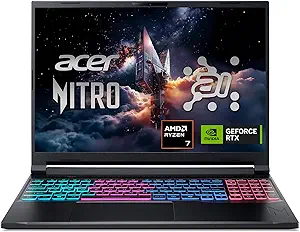 Acer Nitro V 16S AI Gaming Laptop | NVIDIA GeForce RTX 5060 GPU | AMD Ryzen 7 260 Processor | 16" WUXGA IPS 180Hz Display | 32GB DDR5 | 1TB Gen 4 SSD | Wi-Fi 6 | ANV16S-41-R2AJ