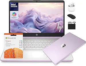 HP 14 Laptop Student Business 2025 Flagship Computer, AI Copilot, 4-Core 13th Gen Intel CPU, 16GB RAM 628GB Storage (128GB UFS+500GB Ext) 1-Yr Office 365 Long Battery HubxcelAccessory Win 11S Lavender