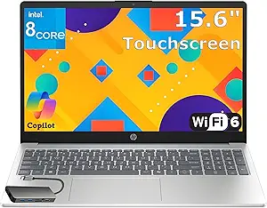 HP Touchscreen Laptop Computer for Home, 15.6" FHD Display, 16GB DDR4 RAM, 1TB PCIe SSD, Intel Processor Octa-Core, WiFi 6, Bluetooth 5.4, HDMI, Type-C, Moonlight Blue, Windows 11 Home, Type-C Hub