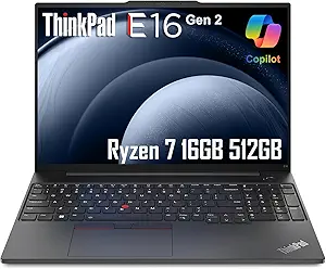 Lenovo ThinkPad E16 Gen 2 Business Laptop (16" FHD+ Anti-Glare, AMD Ryzen 7 7735U (> Intel i7-1355U), 16GB DDR5, 512GB SSD) Backlit, Fingerprint, Wi-Fi, Ethernet, 1080p Webcam, Win 11 Pro w/ Copilot