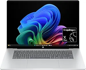 HP OmniBook 5 16 inch Next Gen AI PC, 2K Touchscreen, Snapdragon X Plus X1P-42-100, 16 GB RAM, 512 GB SSD, Qualcomm Adreno GPU, Windows 11 Home, Copilot+ PC, Glacier Silver, 16-fb0000nr