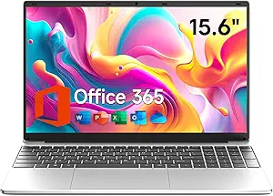 15.6 Inch Laptop with Office 365, 4GB RAM, 128GB Storage Expandable 1TB, 5205U Processor, HD Display, Windows 11 Laptops Computer, Wi-Fi 5, BT4.2, Numpad, Type-C, for Business and Students.