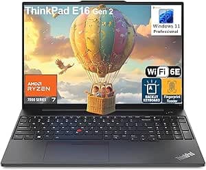 Lenovo ThinkPad E16 G2 Business Laptop Computer, 16" FHD+, AMD 8-Core Ryzen 7 7735HS (Beat i7-1360P), 16GB DDR5 RAM, 1TB PCIe SSD, WiFi 6E, Fingerprint Reader, Backlit Keyboard, Windows 11 Pro