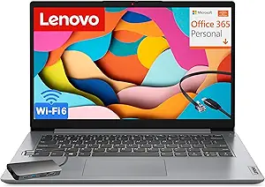 Lenovo IdeaPad Laptop for Students, 1-Year Office 365, Intel High Performance CPU, 4GB RAM, 128GB eMMC, SD-Card Reader, WiFi 6, Windows 11 S, 8 in 1 Hub, Type C RJ45 Cable